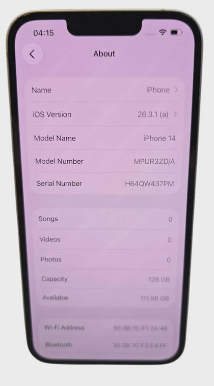Apple iPhone 14 - 128GB - 89% Battery