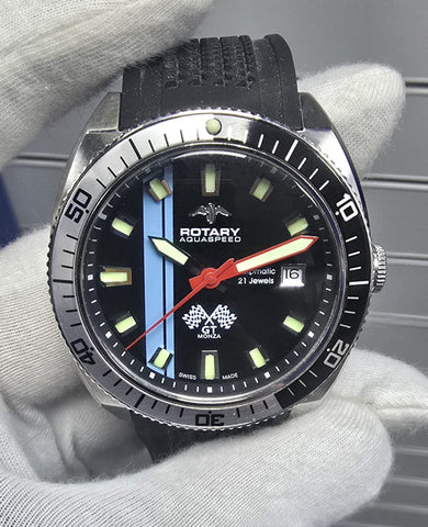 Rotary Mens Gt Monza Swiss Automatic Sapphire Aquaspeed Watch - 100m.