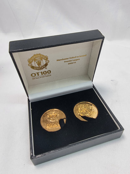 Manchester United v Arsenal 2009/2010 100 year celebration 22CT gold plated coins in original box
