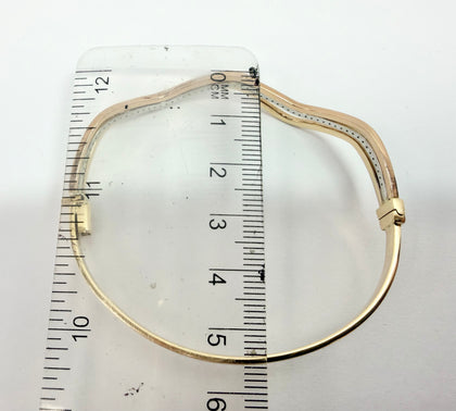 9ct White Gold, Rose Gold and Yellow Gold Cubic Zirconia Bangle