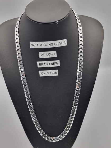 925 Sterling Silver Thick Curb Chain Necklace - 75.63 Grams - 28
