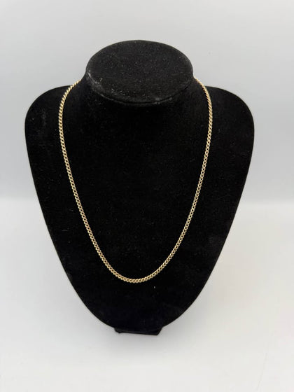 9CT CURB STYLE CHAIN HALLMARKED, 18”, 8.6G YELLOW GOLD