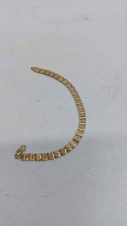 18ct Yellow Gold Unqiue Patterned Bracelet Chain - 11.60 Grams - 8