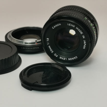 Canon FD 50mm 1:1.8 Prime Standard Lens with EOS Adapter