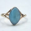 9ct Yellow Gold Ladies Ring With Light Blue Cabochon Gemstone - 1.53 Grams - Size M