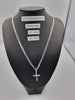 925 Sterling Silver Curb Chain Necklace With CZ Cross Pendant - 24" Long - 22.46 Grams **BRAND NEW**