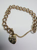 9ct Gold Solid Charm Bracelet  With Heart Locket