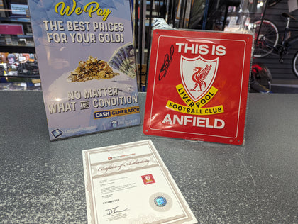THIS IS ANFIELD SIGNED METAL PLAQUE BY STEVEN GERRARD PRESTON STORE.