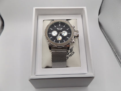 Softech Men's silver with black face watch