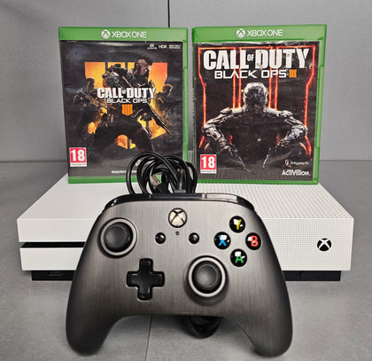 Xbox One S Console, 500GB, White + Black Ops 3 & 4
