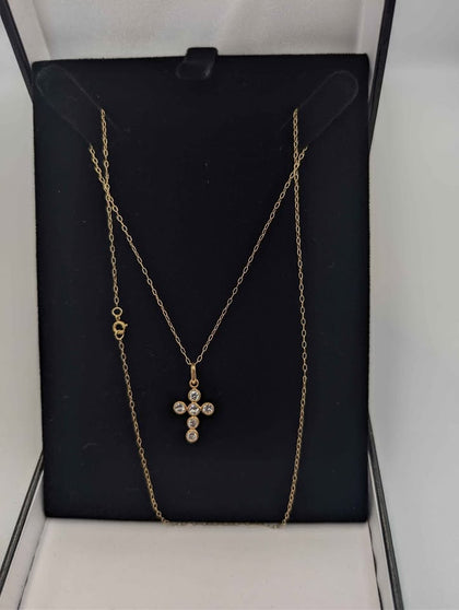 9ct Yellow Gold Thin Chain With Cross Pendant - 18