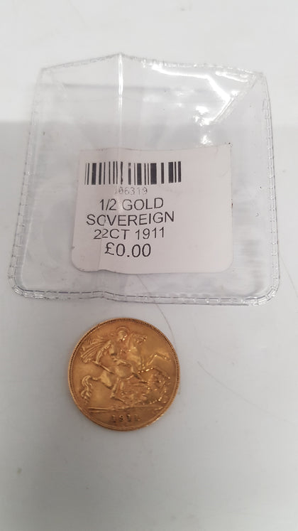 1911 22ct Half Sovereign Gold Coin - Weighs 3.99g
