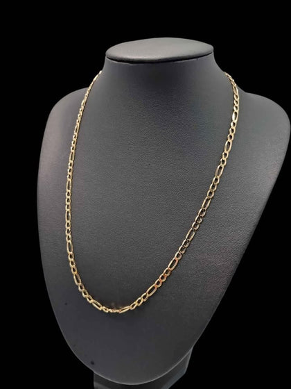 9ct Yellow Gold 3-in-1 Figaro Chain Necklace - 7.04 Grams - 18