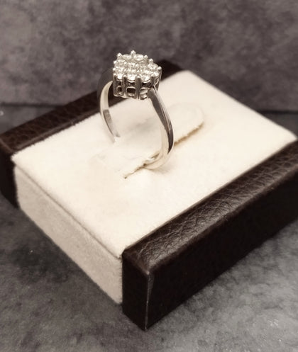 9ct White Gold Diamond Heart Cluster Ring Size