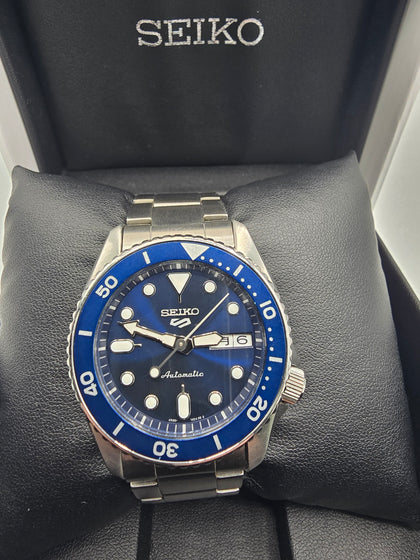 seiko automatic watch stainless steel with blue dial *24 month warranty*