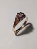 9ct Gold Diamond & Red Stone Ring Size O 1/2