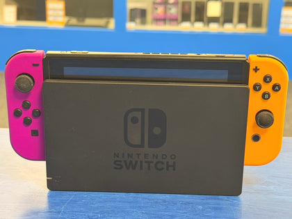 nintendo switch console purple and orange joycons