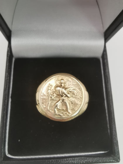 9k Gold Ring with St Christopher 5.41G Hallmarked(375) and Tested Size P