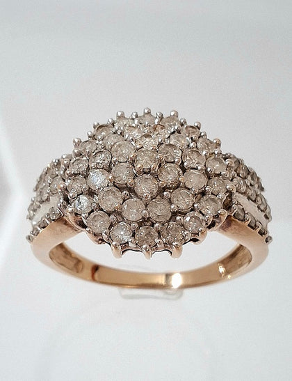 9 Carat Gold Diamond Cluster Ring Size P