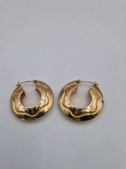 Pair Of 9ct Yellow Gold Hoop Earrings - 4.45 Grams