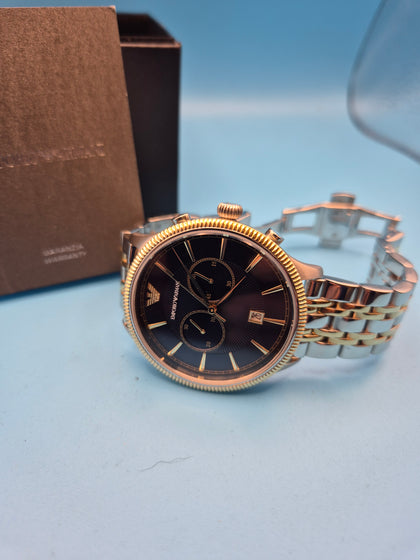 Emporio Armani Watch Chronograph Two Tone Blue AR1847