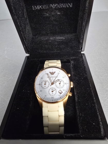 Emporio Armani Ladies AR5920 Sportivo Gold Dial Watch ** Boxed **