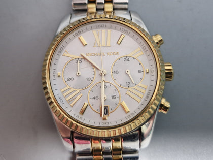 MICHAEL KORS MK5955 Lexington Two-Tone Stainless Steel Chrono Womens Watch 38mm (collection only)