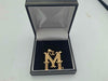 Vintage 9K Yellow Gold Gothic Letter M Pendant • Textured Initial Charm - 7.11 Grams