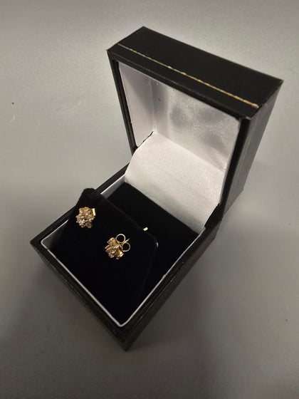 14ct Gold Earrings with White Stone 1.1G