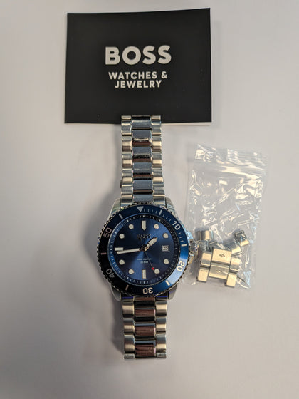 Gents Hugo Boss Steel Watch Blue Face Boxed