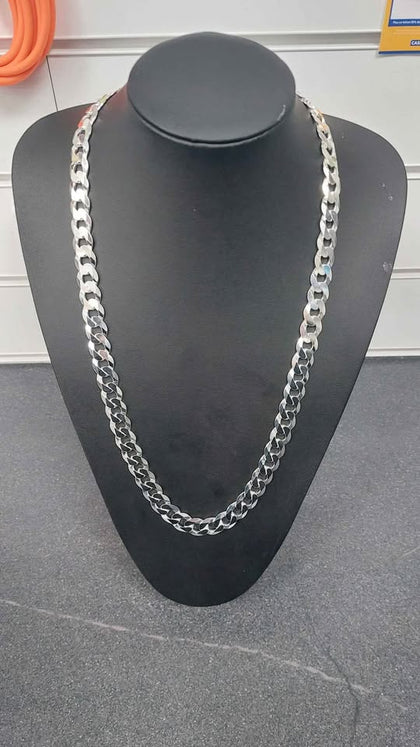 925 silver necklace Curb white style 111.2G 26
