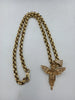 9CT Thick Gold Chain Link Style (52.88G), 19" Length with Baby Angel CZ Stone Pendant (5.6Grams)