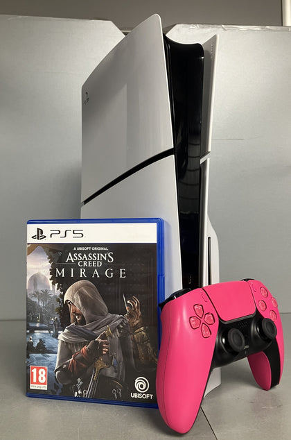 Sony PlayStation 5 Slim Disc Edition White Console Bundle ( + Assassin's Creed Mirage ) ** Unboxed **