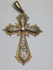 LARGE 9CT WHITE /YELLOW  GOLD CROSS WITH CZ STONES