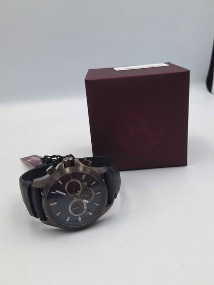 Accurist 7180 Mens Quartz Chronograph Watch With Navy Dial - Leather Strap - Boxed *BRAND NEW*