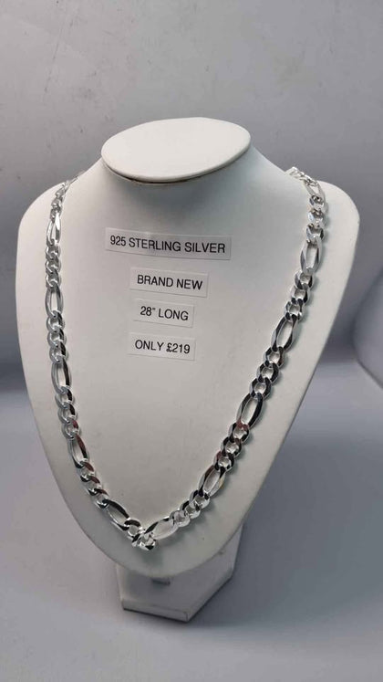 925 Sterling Silver 3-In-1 Figaro Chain Necklace - 26