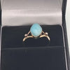 9ct Yellow Gold Ladies Ring With Light Blue Cabochon Gemstone - 1.53 Grams - Size M