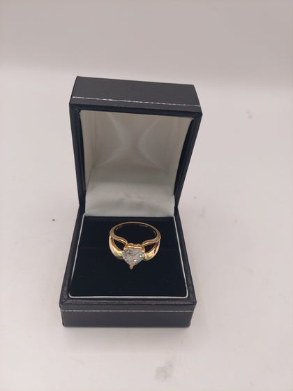 14k Gold Ring With CZ Heart stone 4.0G Hallmarked(585)&Tested Size M