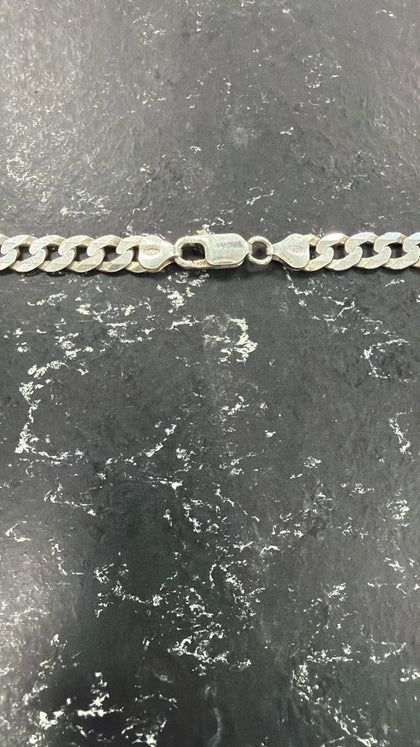 925 Silver 34g Solid curb chain 22