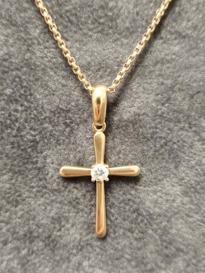 14ct Yellow Gold Cross & Box Belcher Chain