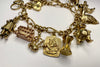 9ct Gold Vintage Charm Bracelet with Heart Padlock Clasp