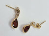 9ct Gold Earrings with Red/orange Stone