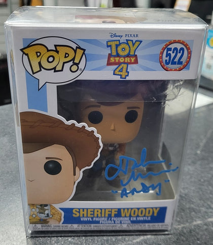 Funko 522 sheriff Woody - Signed By Andy Morris - in Protective plastic case