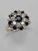 9ct gold ring with black and clear stones size N