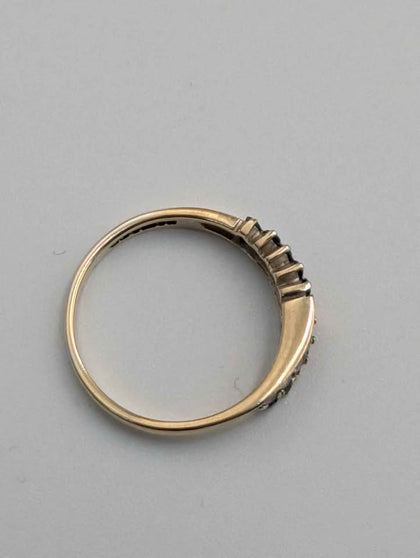 9ct Yellow Gold Cubic Zirconia Dress Ring - Size N - 1.82 Grams