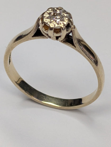 9ct gold diamond ring size p