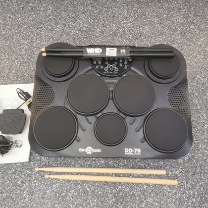 DD70 Portable Electronic Drum Pads by Gear4music, with Pedals, Manual & Power Supply