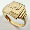 9ct yellow gold rectangle signet ring with the letter J size S