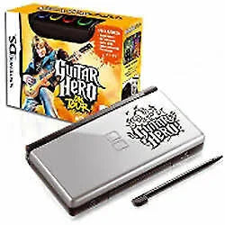 Nintendo DS Lite Guitar Hero: On Tour Special Edition Black & Silver Handheld WITH GUITAR HERO ATTACHMENT ( GAME NOT INCLUDED )