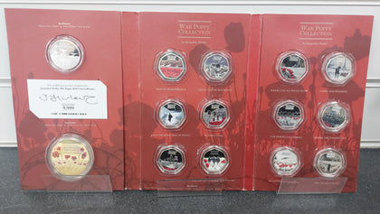 War Poppy Collection By Jacqueline Hurley 14 Coins Set Combat Stress